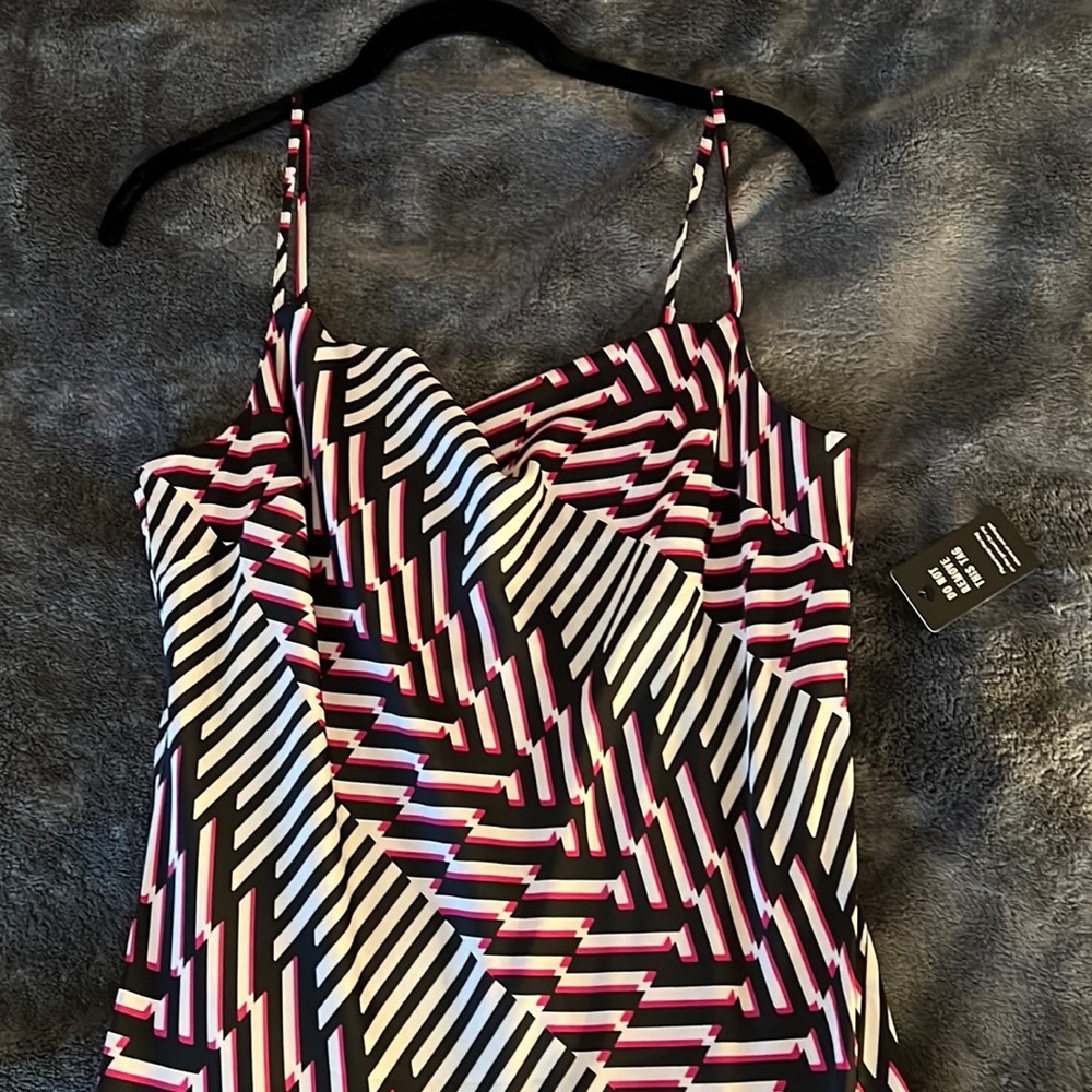 NWT Express Medium Conscious Edit Abstract Print Satin Cowl Neck Maxi Slip